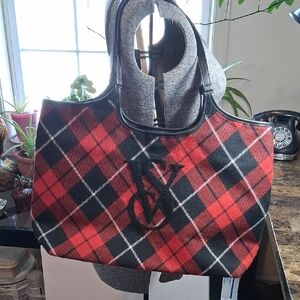 Victoria's Secret Red and Black Plaid Tote